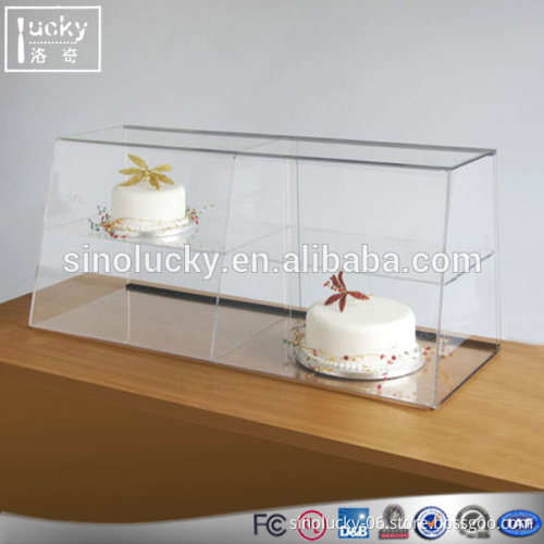Custom 2 layer clear plexiglass cake display showcase cake display cabinet
